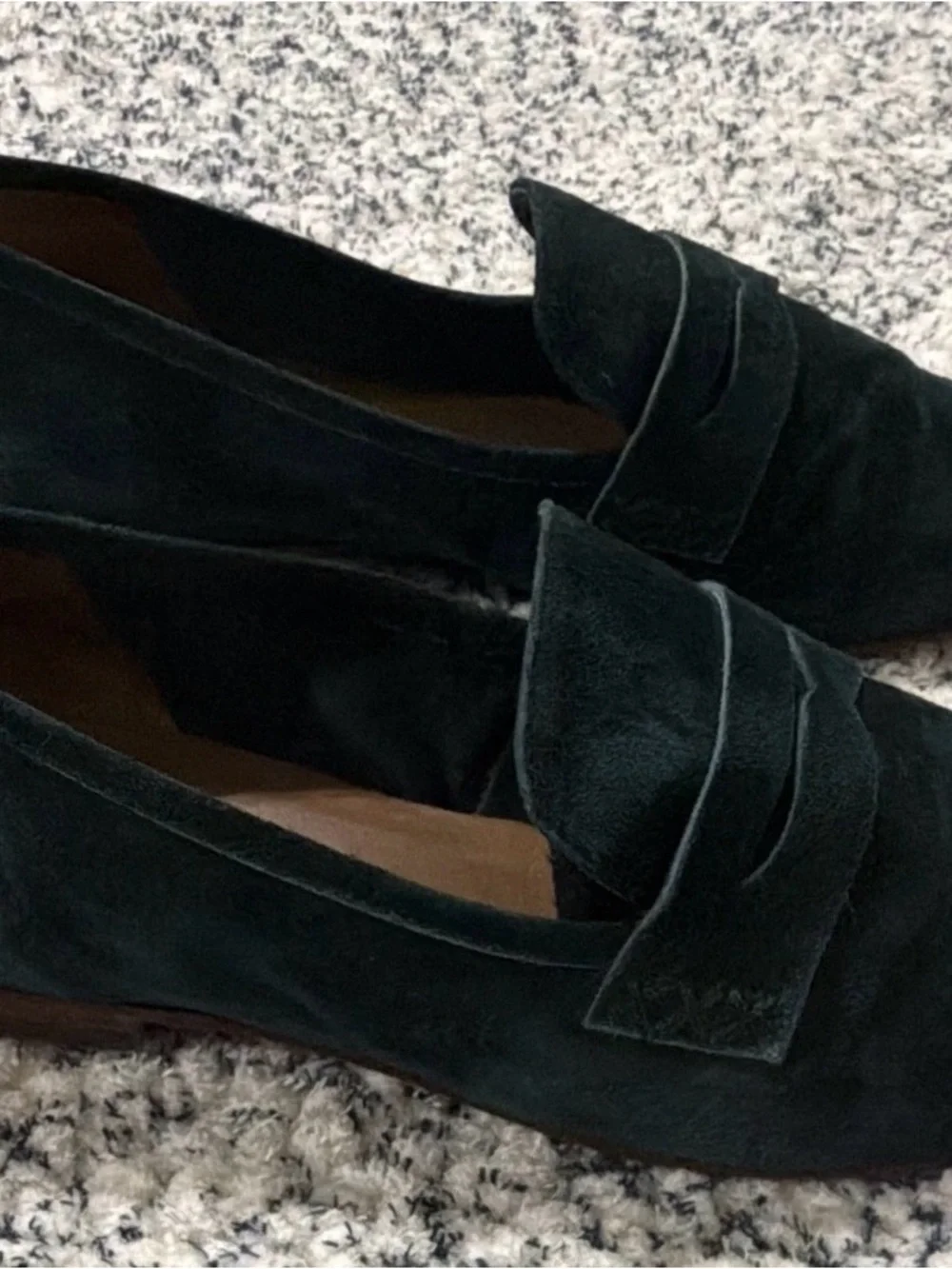 Margaux Dark Green Suede Penny Loafers